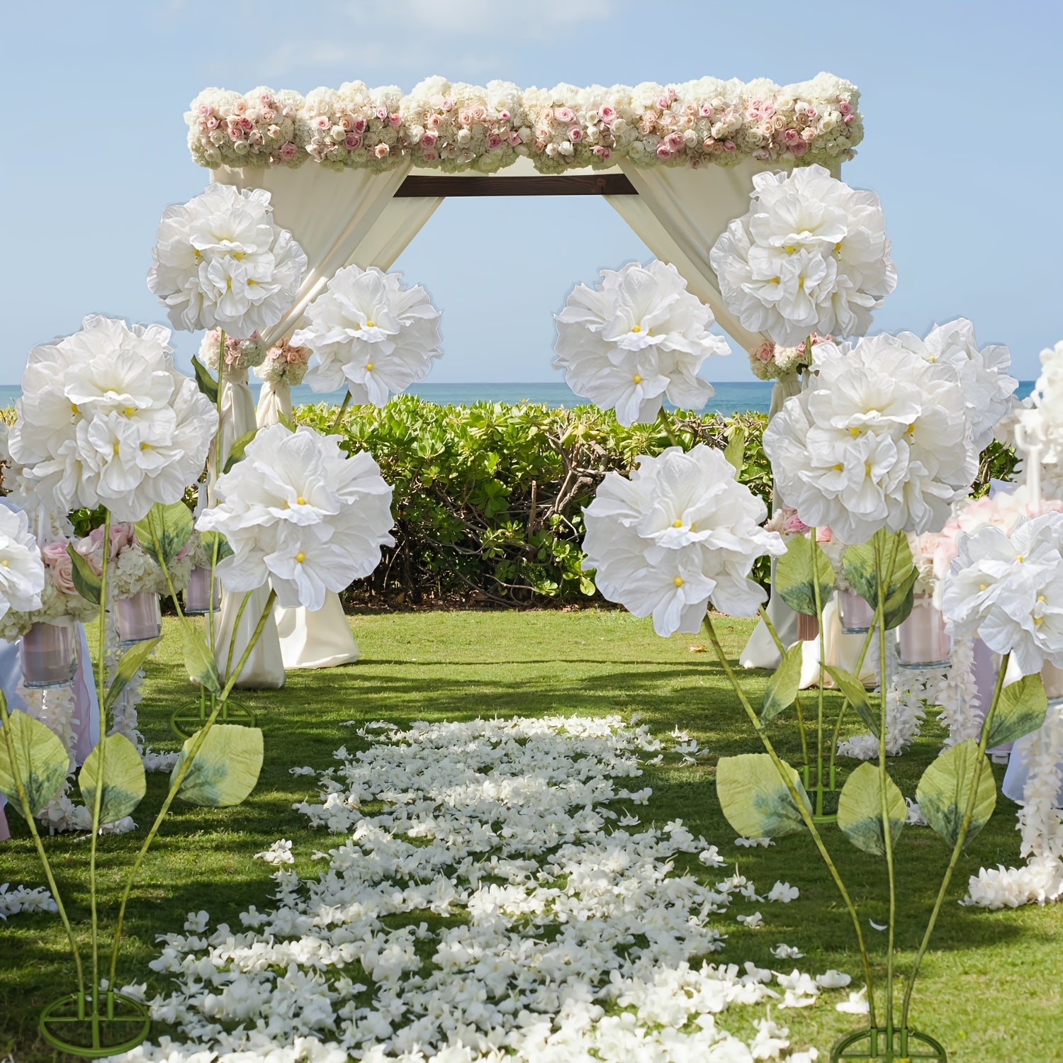 Romantic Valentine'S Day 6.2FT Giant Artificial Hydrangeas Garden Decor - Adjustable Large Faux Flowers With Stand Base For Outdoor Yard, Event Backdrop, Wedding, Home, Hotel, Office, Prop, Art Gallery & Shop Window Decor In Realistic Colors