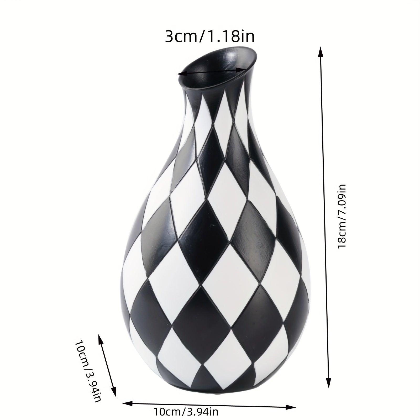 Black And White Vase, Mid Century Modern Striped Vases For Flower&pampas Grass Centerpiece, Black White Checkered Vase For Dining Table Kitchen Tabletop Minimalist Decorative