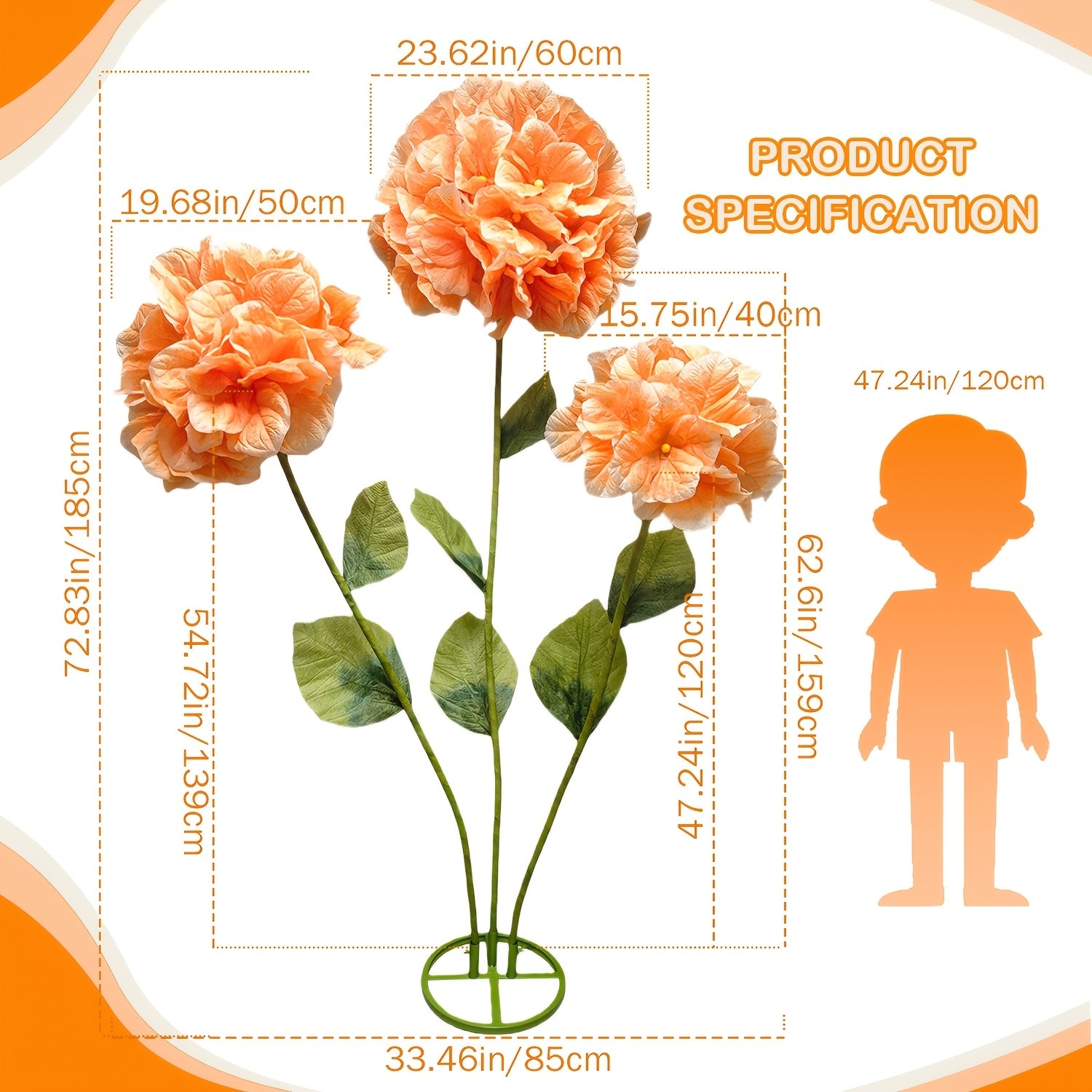 Romantic Valentine'S Day 6.2FT Giant Artificial Hydrangeas Garden Decor - Adjustable Large Faux Flowers With Stand Base For Outdoor Yard, Event Backdrop, Wedding, Home, Hotel, Office, Prop, Art Gallery & Shop Window Decor In Realistic Colors