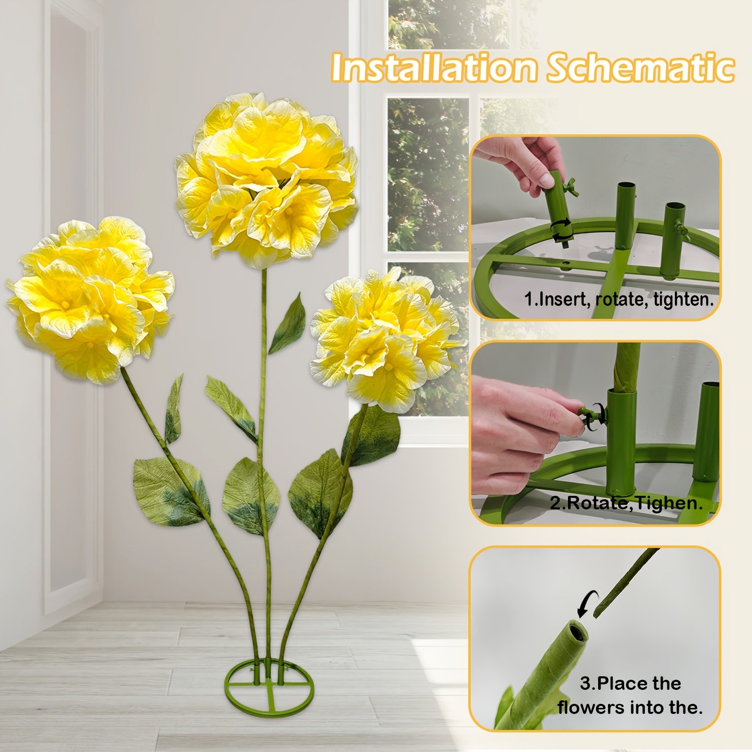 Romantic Valentine'S Day 6.2FT Giant Artificial Hydrangeas Garden Decor - Adjustable Large Faux Flowers With Stand Base For Outdoor Yard, Event Backdrop, Wedding, Home, Hotel, Office, Prop, Art Gallery & Shop Window Decor In Realistic Colors