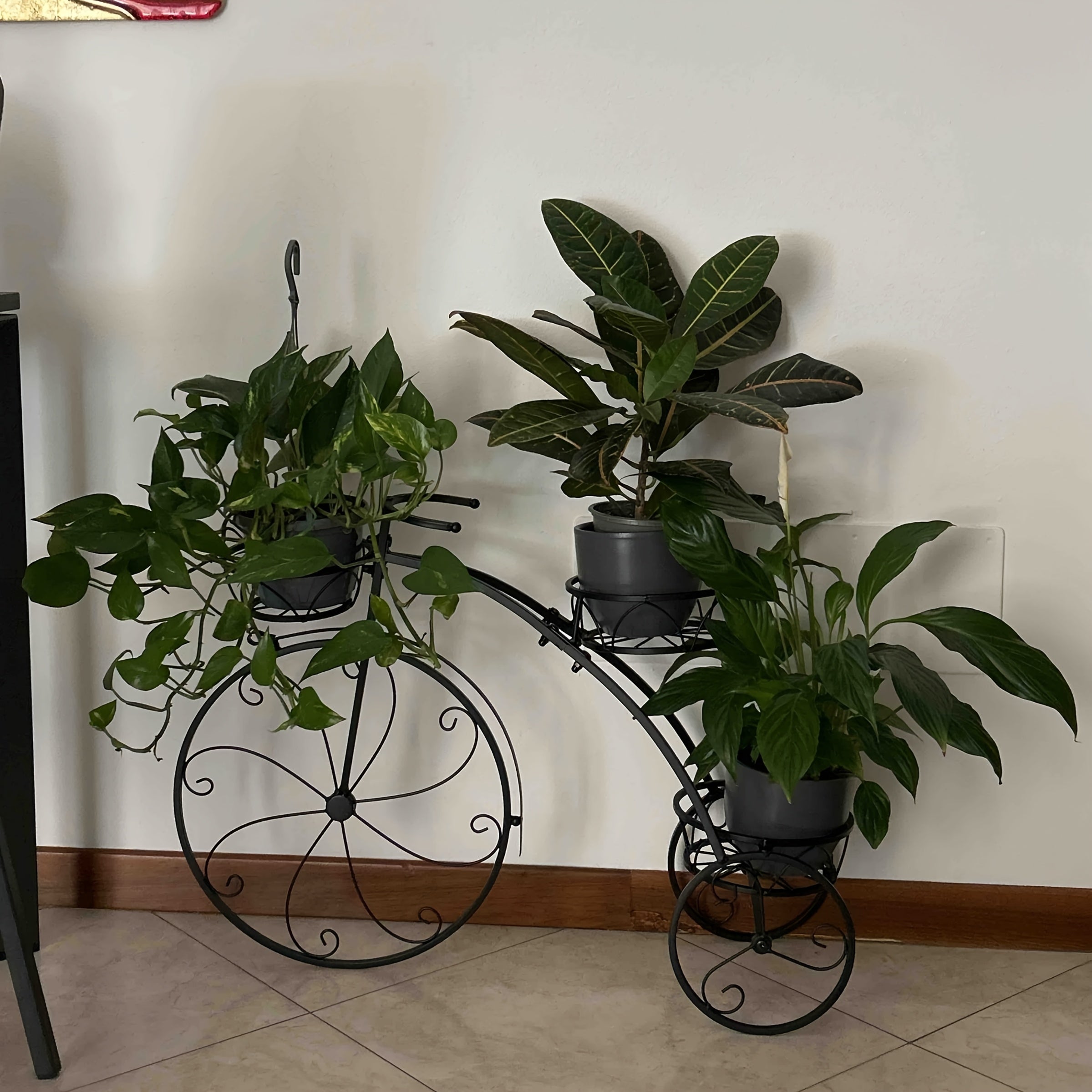 Tiers Metal Flower Pot - 3 Tiers Bicycle Shape Flower Pot Metal Iron Garden Planters Display Shelf Stand For Indoor Patio Chr
