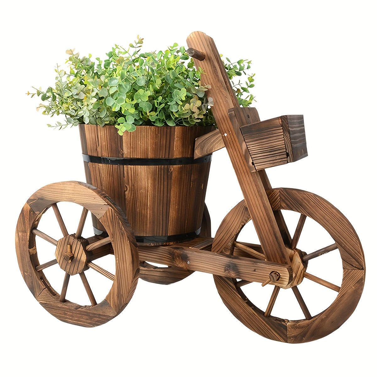 1pc  Retro Style Wooden Tricycle  Solid Wood    Planting Flowerpot Home Courtyard  Indoor And Outdoor Multi-functional  Suitable For Living Room, Garden, Shopping Mall, Coffee House, Office