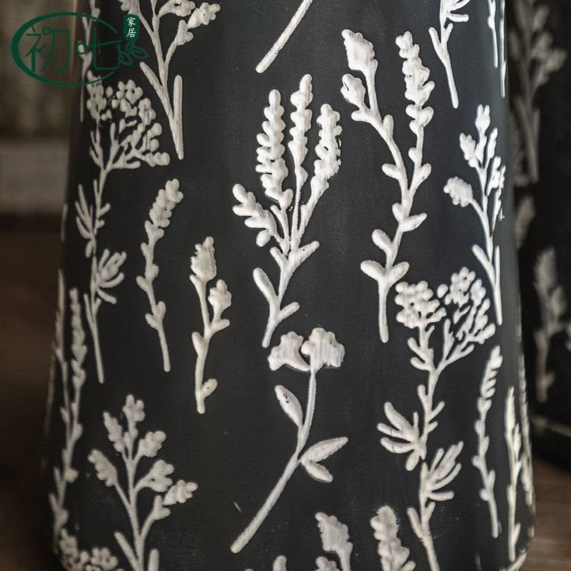 Living Room Hotel Entrance Decoration Ornaments BB Illustration Round Bottle American Iron Print Retro Floor - Standing Vase