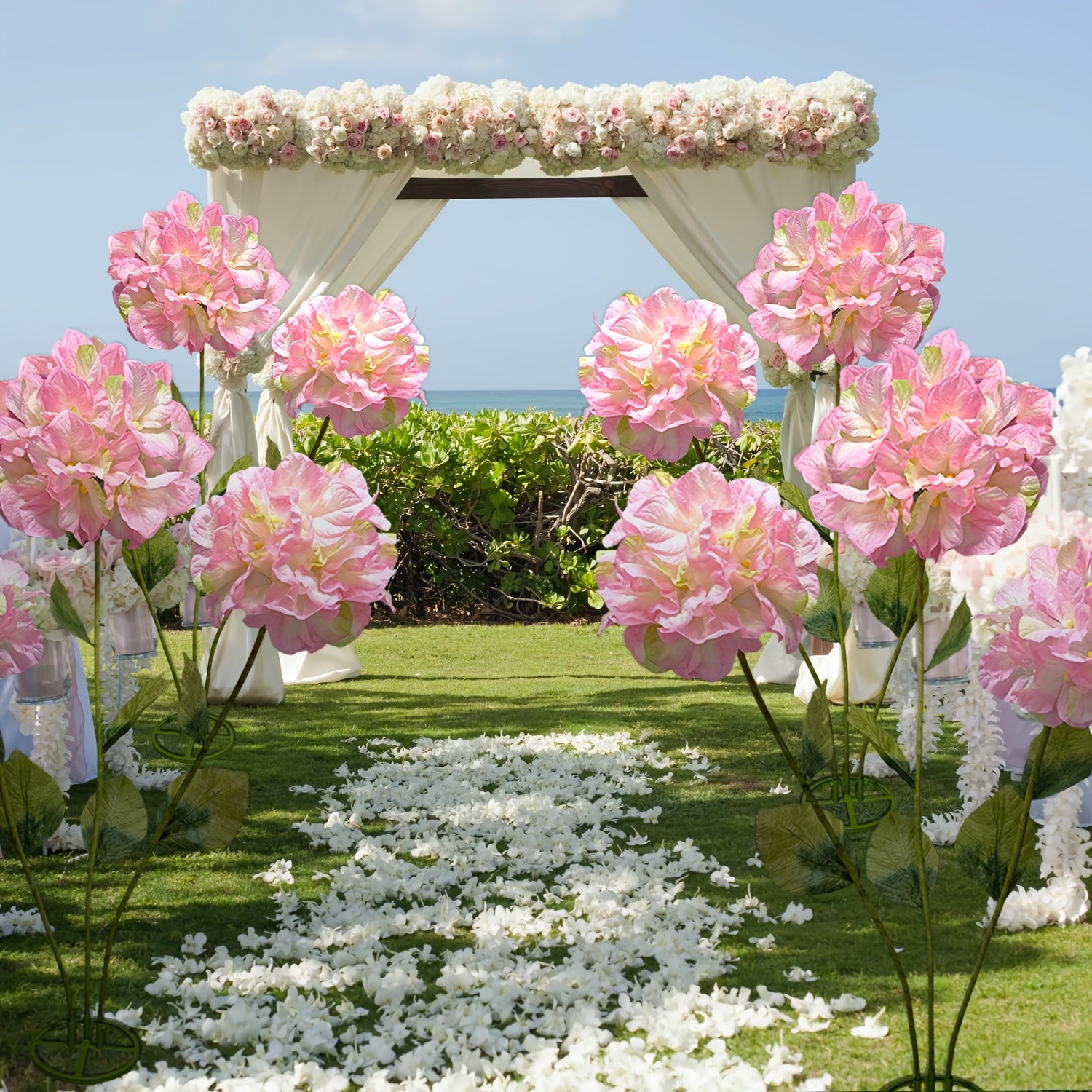 Romantic Valentine'S Day 6.2FT Giant Artificial Hydrangeas Garden Decor - Adjustable Large Faux Flowers With Stand Base For Outdoor Yard, Event Backdrop, Wedding, Home, Hotel, Office, Prop, Art Gallery & Shop Window Decor In Realistic Colors