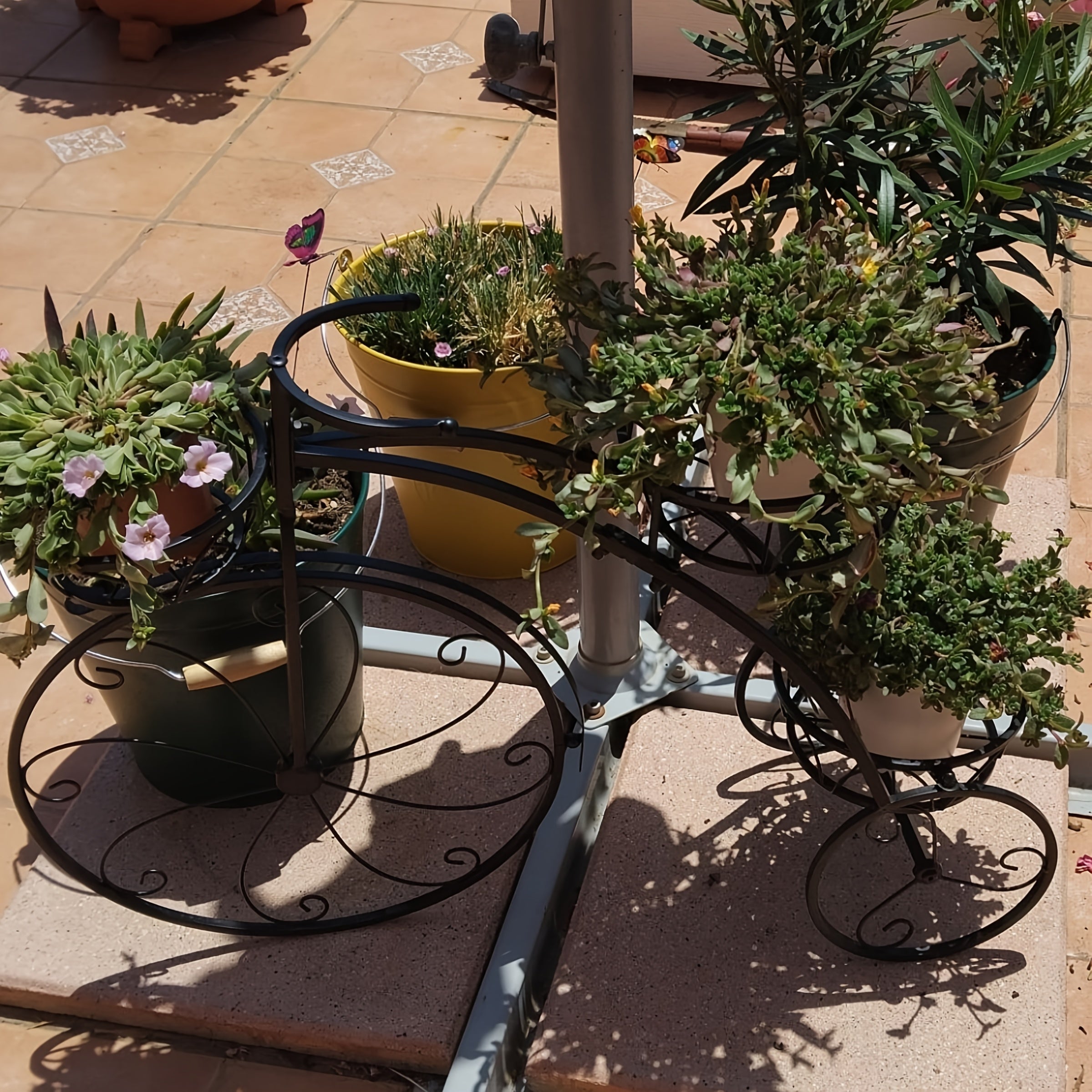 Tiers Metal Flower Pot - 3 Tiers Bicycle Shape Flower Pot Metal Iron Garden Planters Display Shelf Stand For Indoor Patio Chr