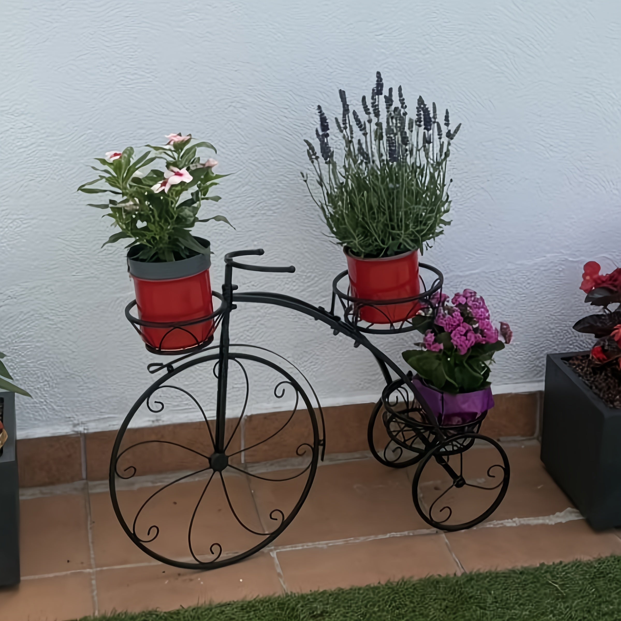 Tiers Metal Flower Pot - 3 Tiers Bicycle Shape Flower Pot Metal Iron Garden Planters Display Shelf Stand For Indoor Patio Chr