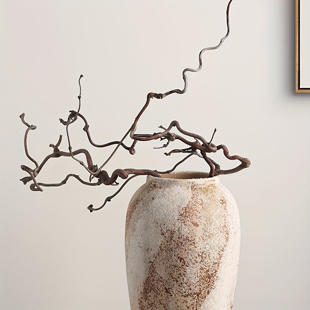 1pc Vintage American Rustic Distressed Stoneware Vase | Large Ceramic Flower Pot For Arrangements | Zen-Style Decor For Entryway, Living Room & Outdoor Spaces