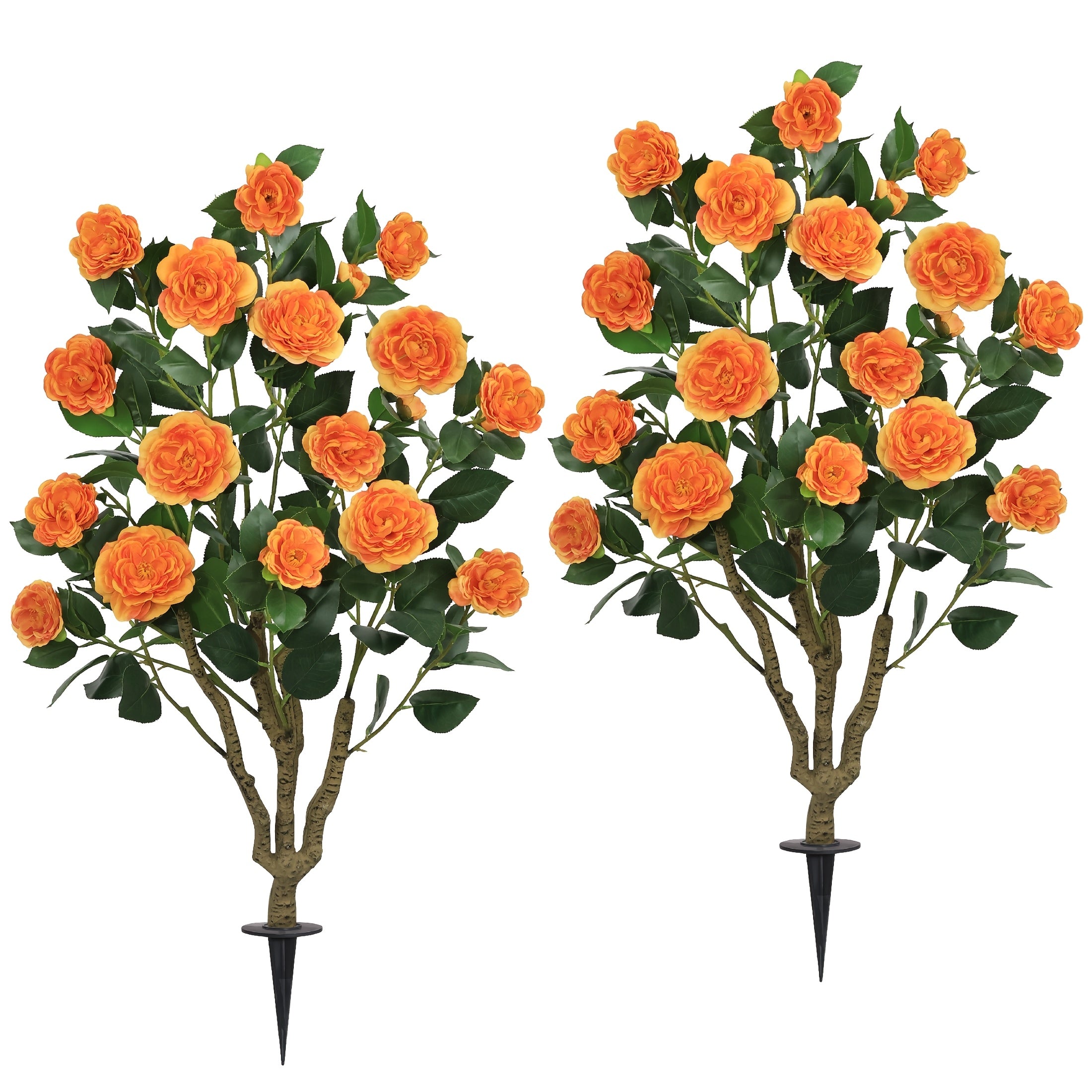 Realistic Artificial Camellia Tree with White Flowers & Green Leaves - 39.37inch Tall Faux Flowering Tree Suitable for Indoor\u002FOutdoor Use, Easy-Spike Base Installation, Low-Maintenance Year-Round Beauty - Plastic for Home, Garden,, Events