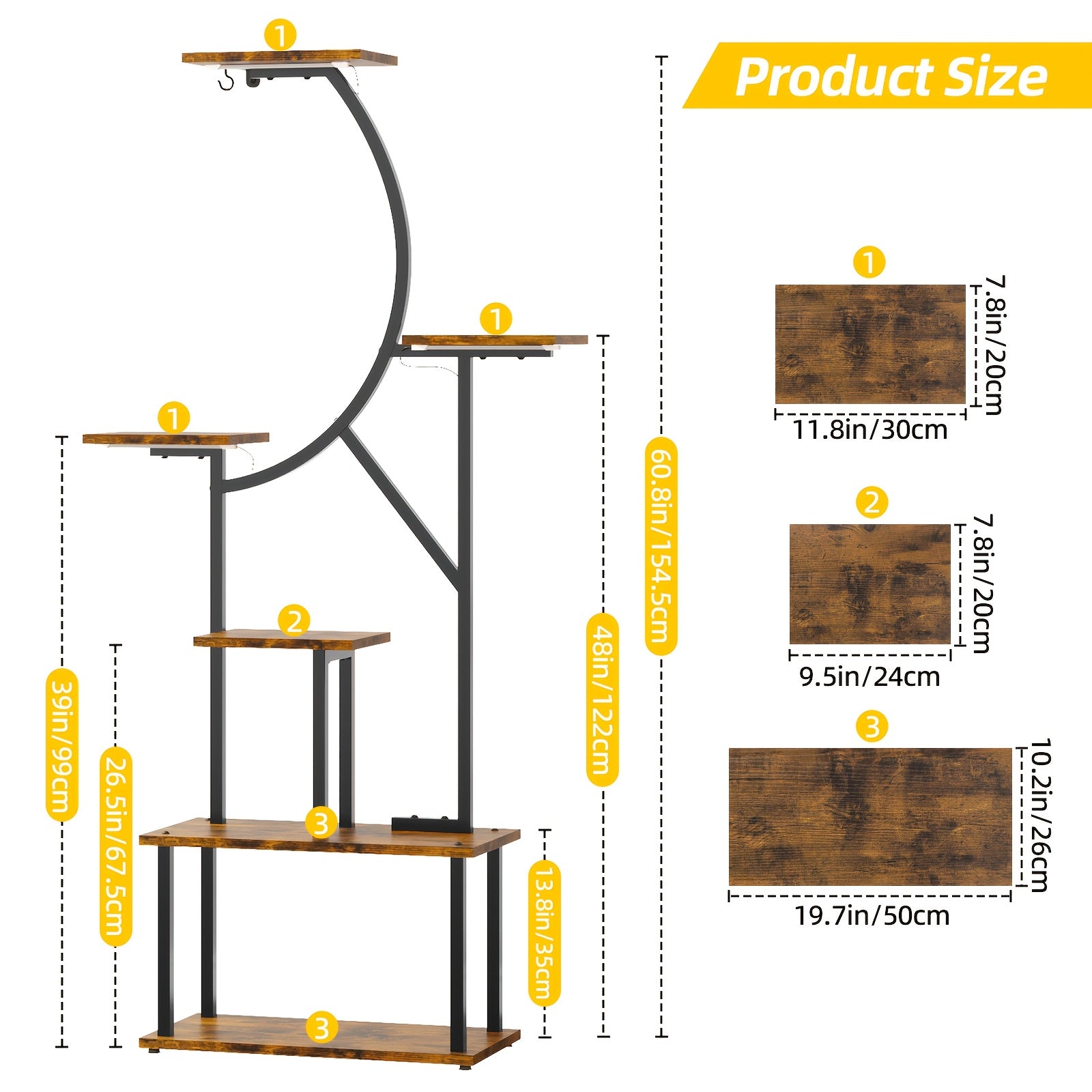 TOMNK Garden   Stand With Grow Light -  Tiered Indoor Plant Shelf,