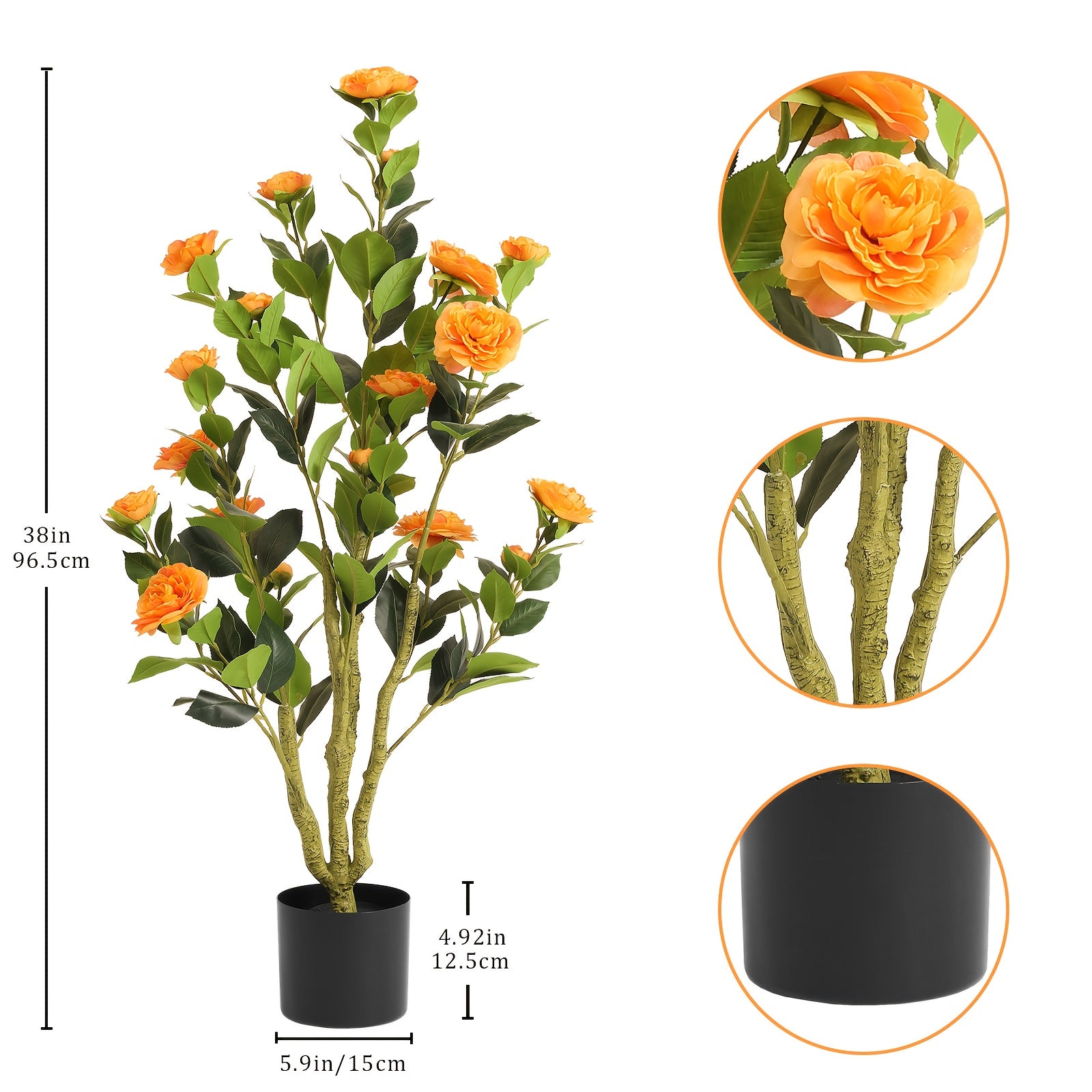 2-Pack 3.6ft Artificial Camellia Tree (Weatherproof Plastic) - Vibrant Faux Flowering Plant for Outdoor Spring Decor, Easter Porch & Garden (Rain Resistant)